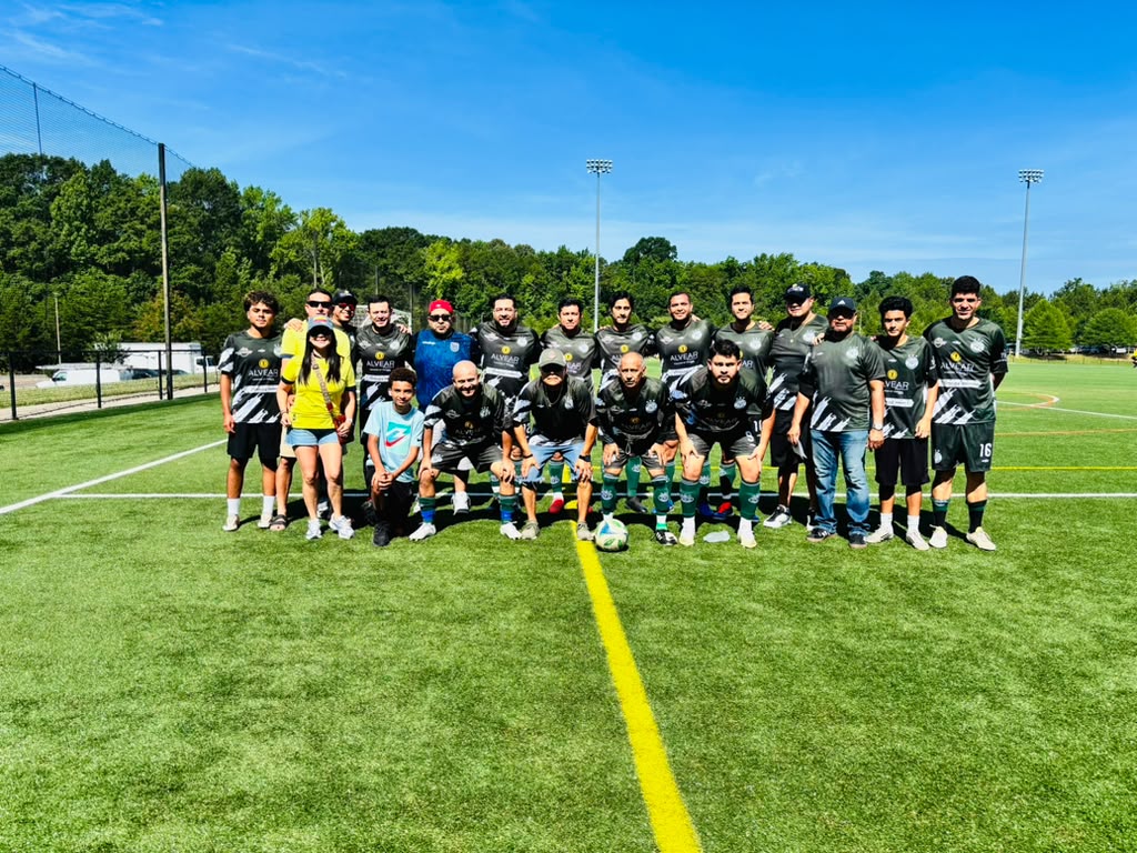Alvear-sponsored soccer team in community jerseys, Belmont NC